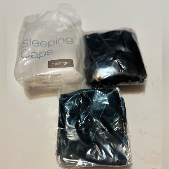 Bonnet Set of 2 Turquoise and Black Happtiger Sleeping Caps Set - Picture 2 of 5